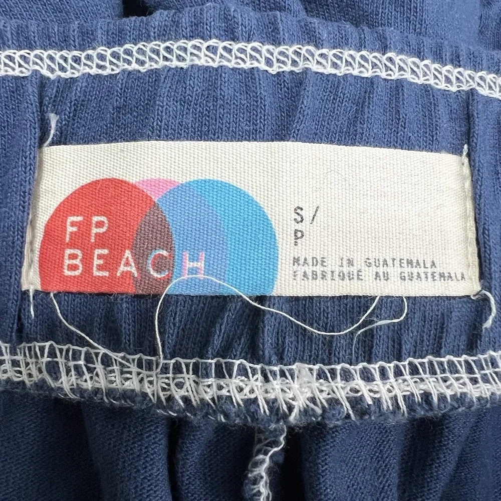 Free People Beach Strata Mom Shorts Cotton Navy Blue Small Pull On Comfort Beach